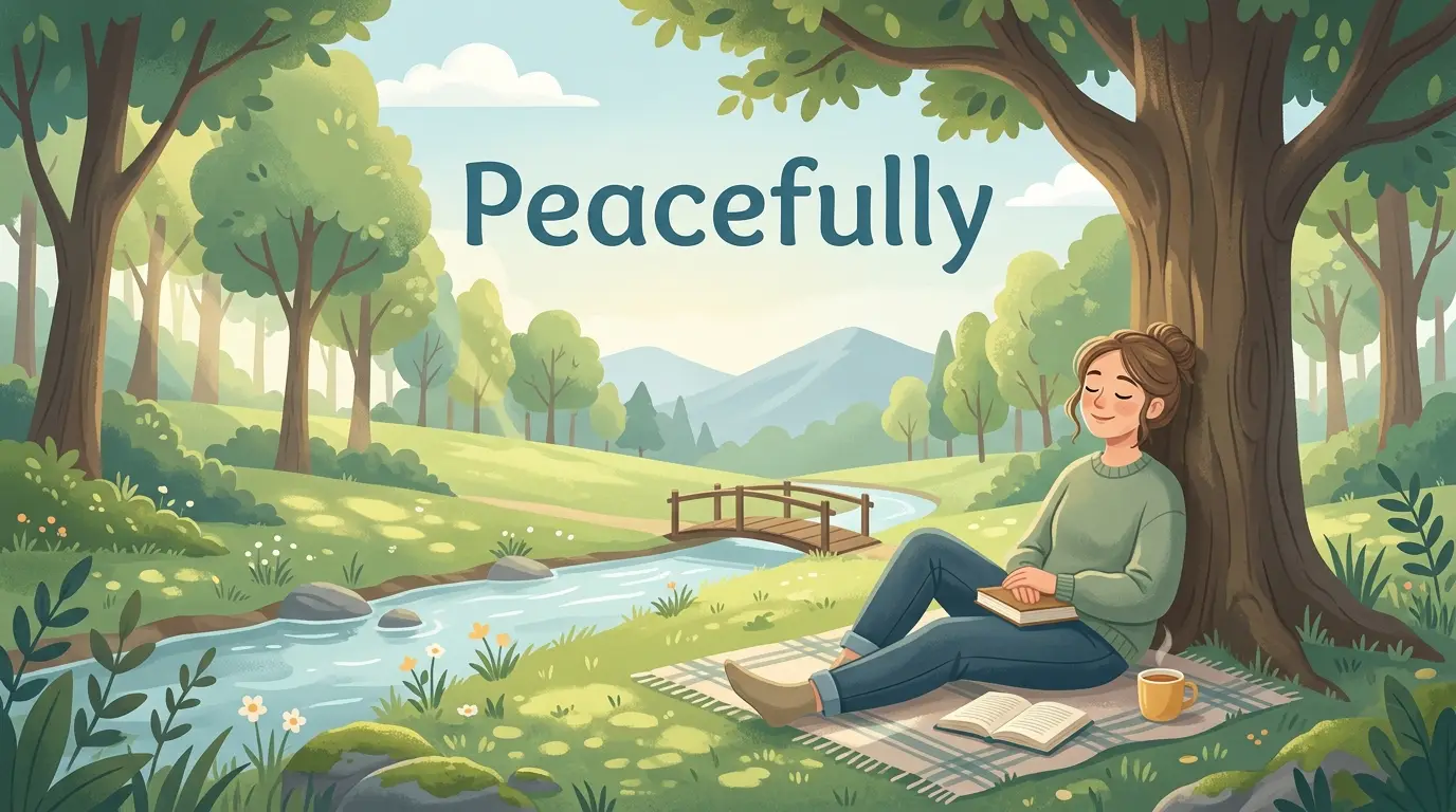 Synonyms of Peacefully
